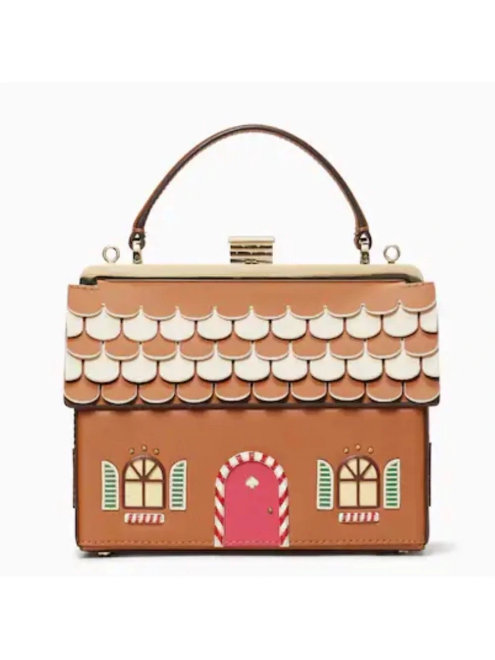 kate spade Brown and Pink Gingerbread House Top-Handle Bag